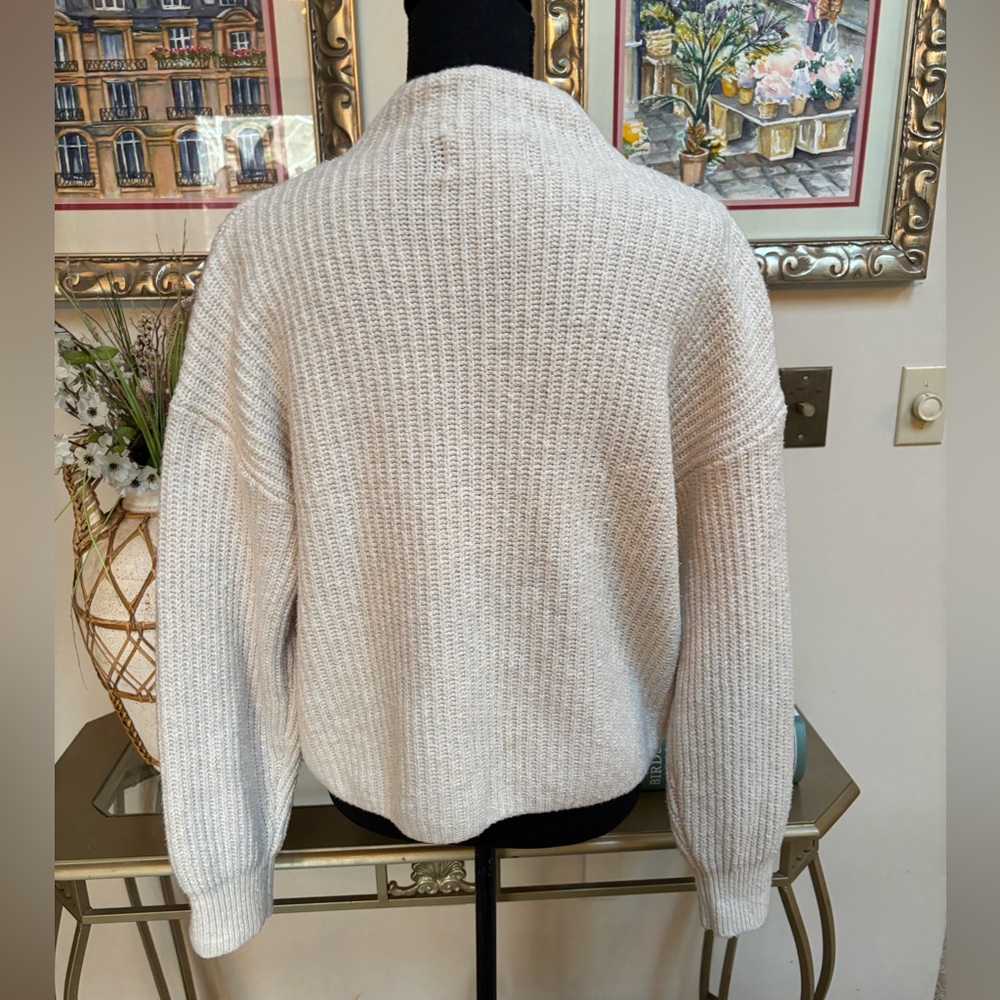 Old Navy Natural Cream SoSoft Rib Knit Cotton Blend Mock Neck Sweater Size M - Picture 3 of 8